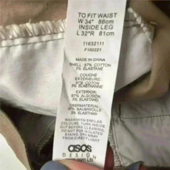 ASOS Design Men's Skinny Chinos Beige Size 34 Slim Fit Pants - Picture 7 of 10